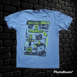 men's Loot Crate Rick and Morty blue short sleeve ray gun tshirt size Large
